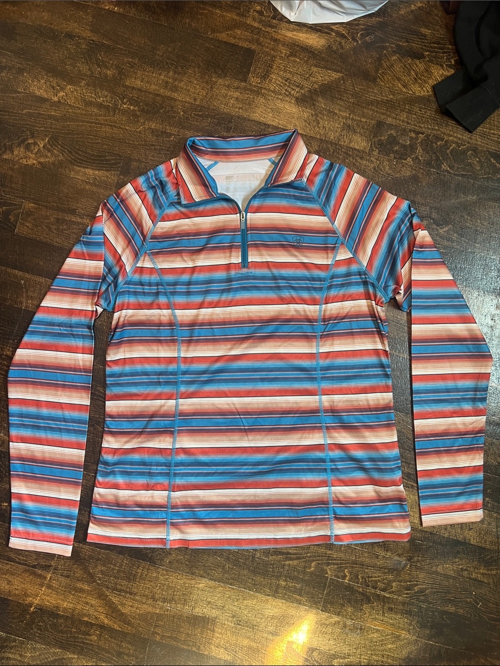 Ariat women’s Long-Sleeve quarter zip- Red, Blue & White Stripes